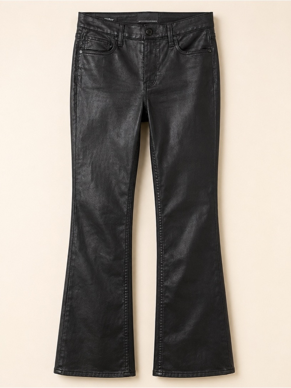 WHBM Black High Rise Bootcut Jeans Pants Size 2 Faux Leather Look - Picture 3 of 11